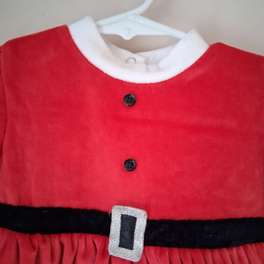 Small Step Baby Girl's One Piece Plush Santa Footie Outfit Costume Size 3-6 M
